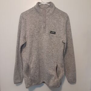 Simply Southern Women's Pullover Large Soft Knit Sweater Gray 1/4 Button Up